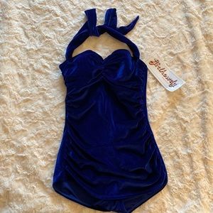 Girl howdy Blue Velvet Vintage Sheath One Piece